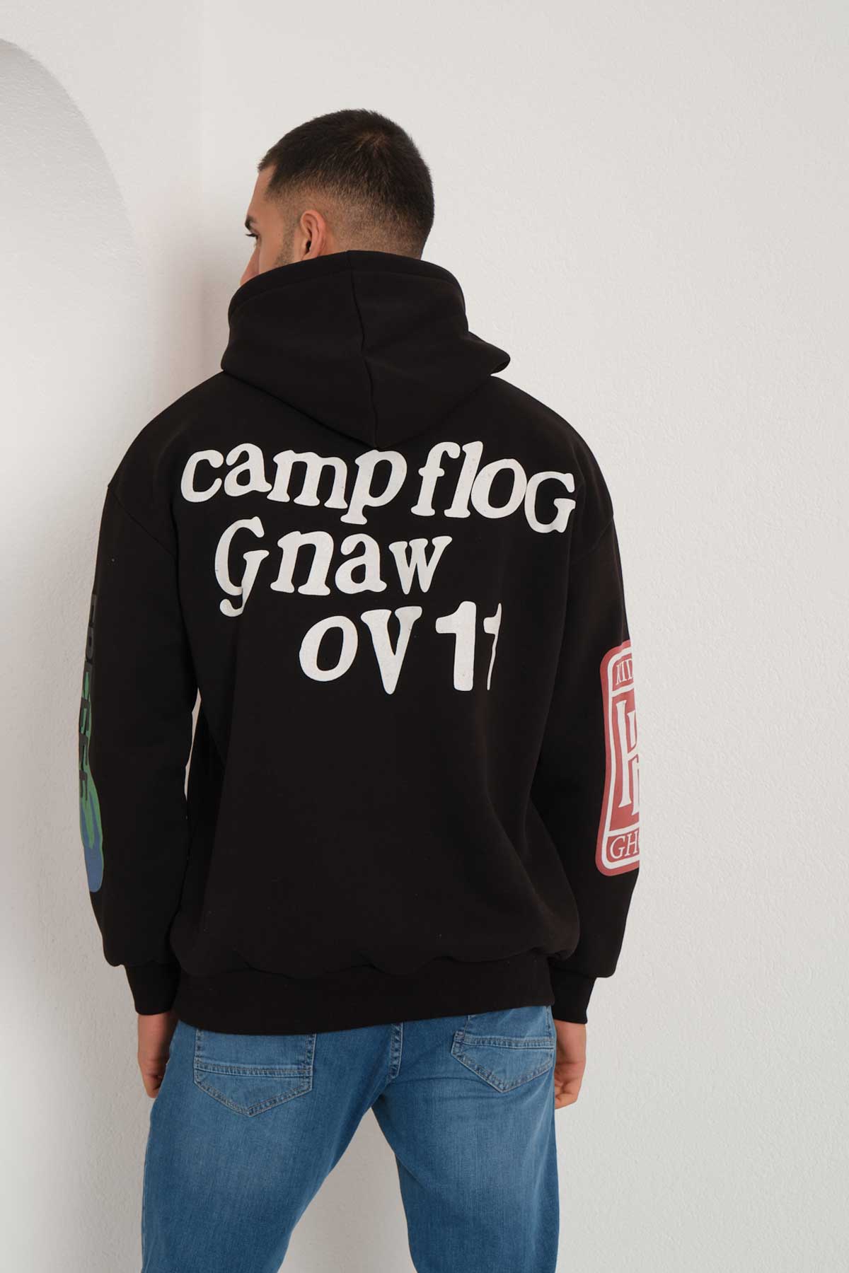 Kapüşonlu Sweatshirt - Black Horn - Siyah