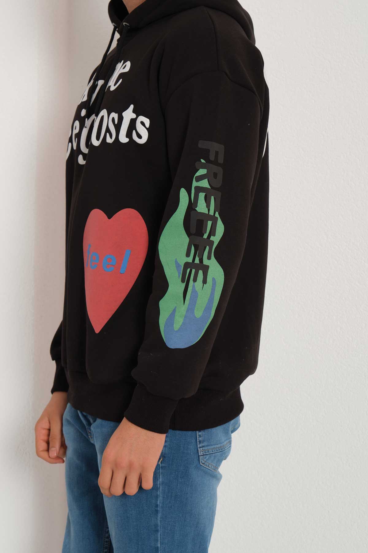 Kapüşonlu Sweatshirt - Black Horn - Siyah